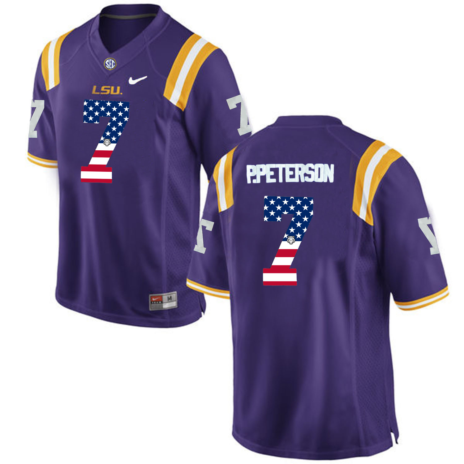 US Flag Fashion Men LSU Tigers Patrick Peterson #7 College Football Limited Jersey  Purple->->NCAA Jersey